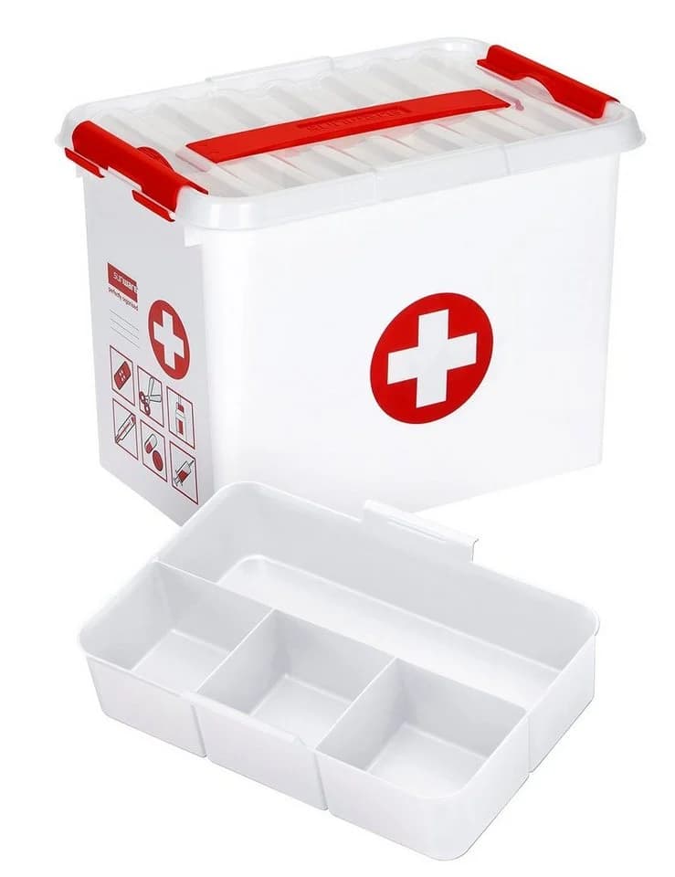 Sunware Aufbewahrungsbox Q-line Erste-Hilfe-Box mit Griff und Einsatz