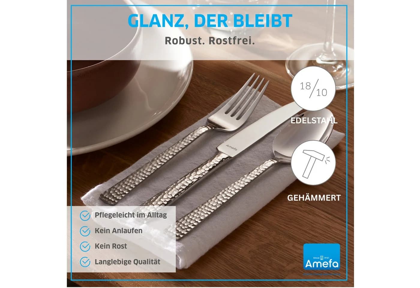Amefa Besteck-Set FELICITY 42-tlg. 6 Pers. Edelstahl Rostfrei 18/0 Silber