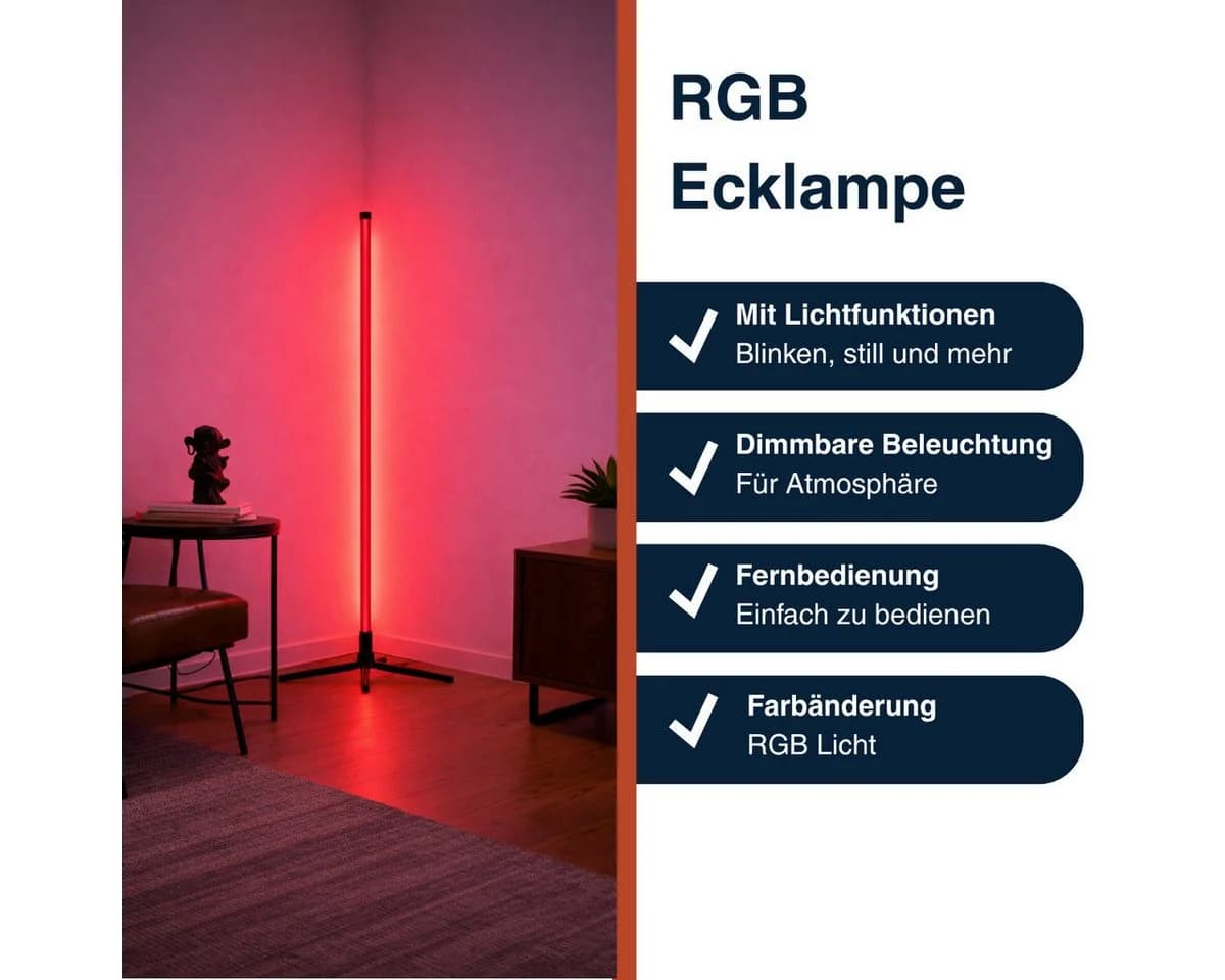 Grundig LED Stehlampe Schwarz Kunststoff 120 cm