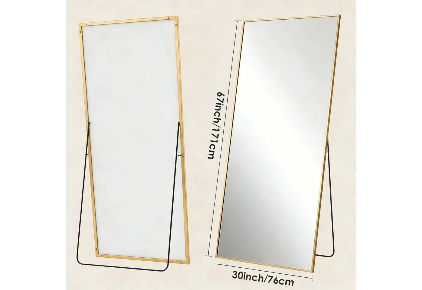 Teravin Ganzkörperspiegel Gold Aluminium Hartglas