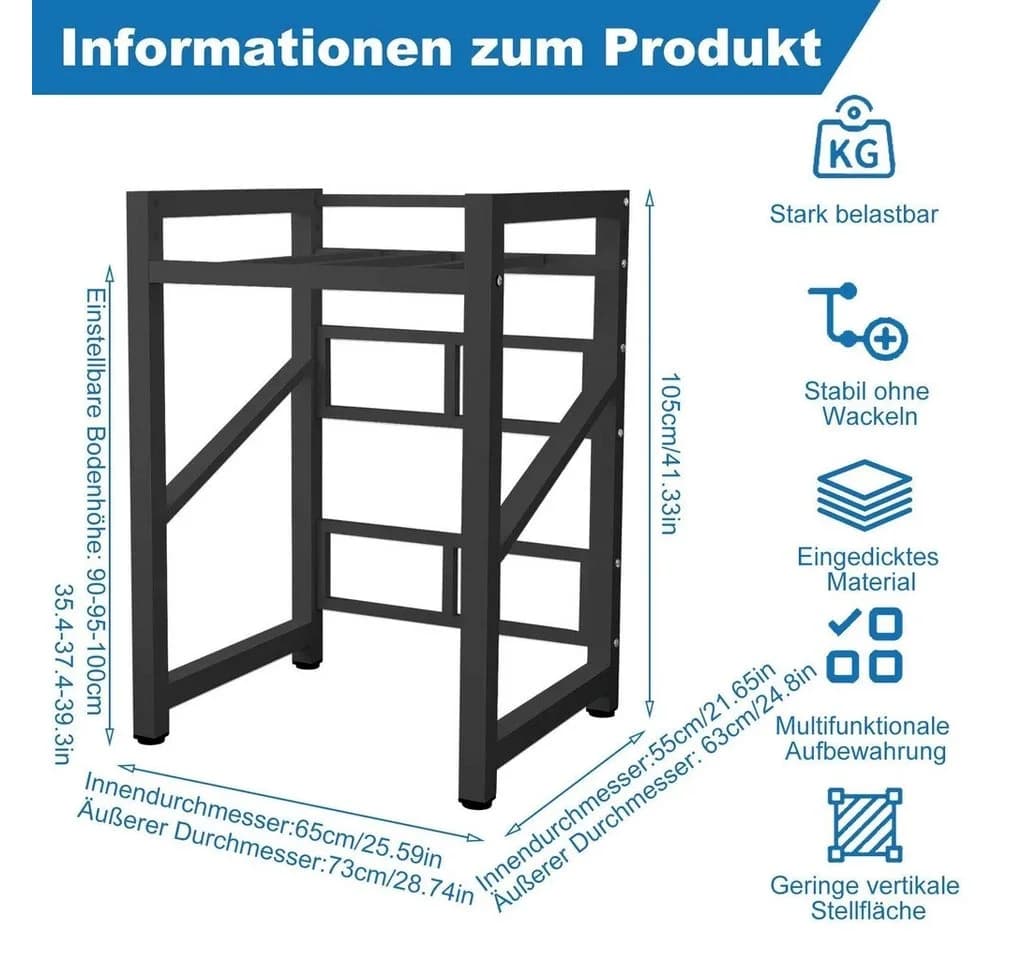 PEALOV Waschmaschinenuntergestell Metall 260 kg Tragkraft höhenverstellbar