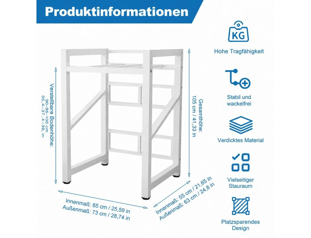 PEALOV Waschmaschinenuntergestell 260 kg Tragkraft höhenverstellbar Metall