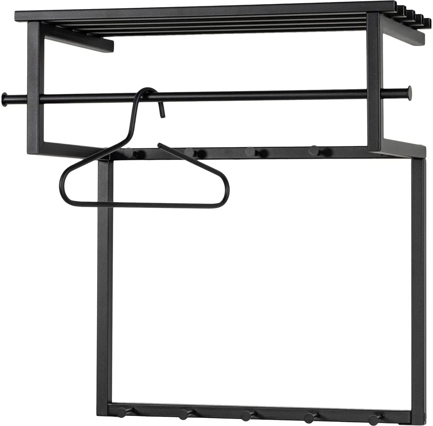Garderobenleiste SPINDER DESIGN, Schwarz, 10 Haken, 34 cm tief