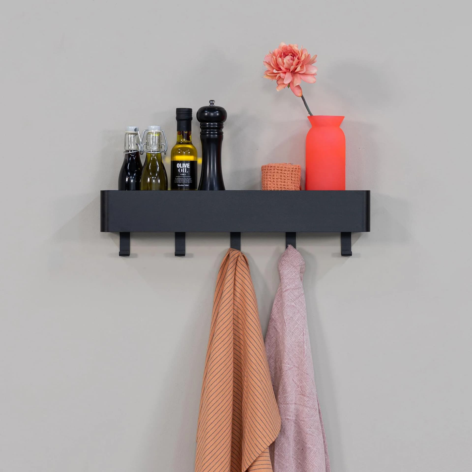 Garderobenhaken SPINDER DESIGN Multi 5 Schwarz 2-in-1 Wandregal