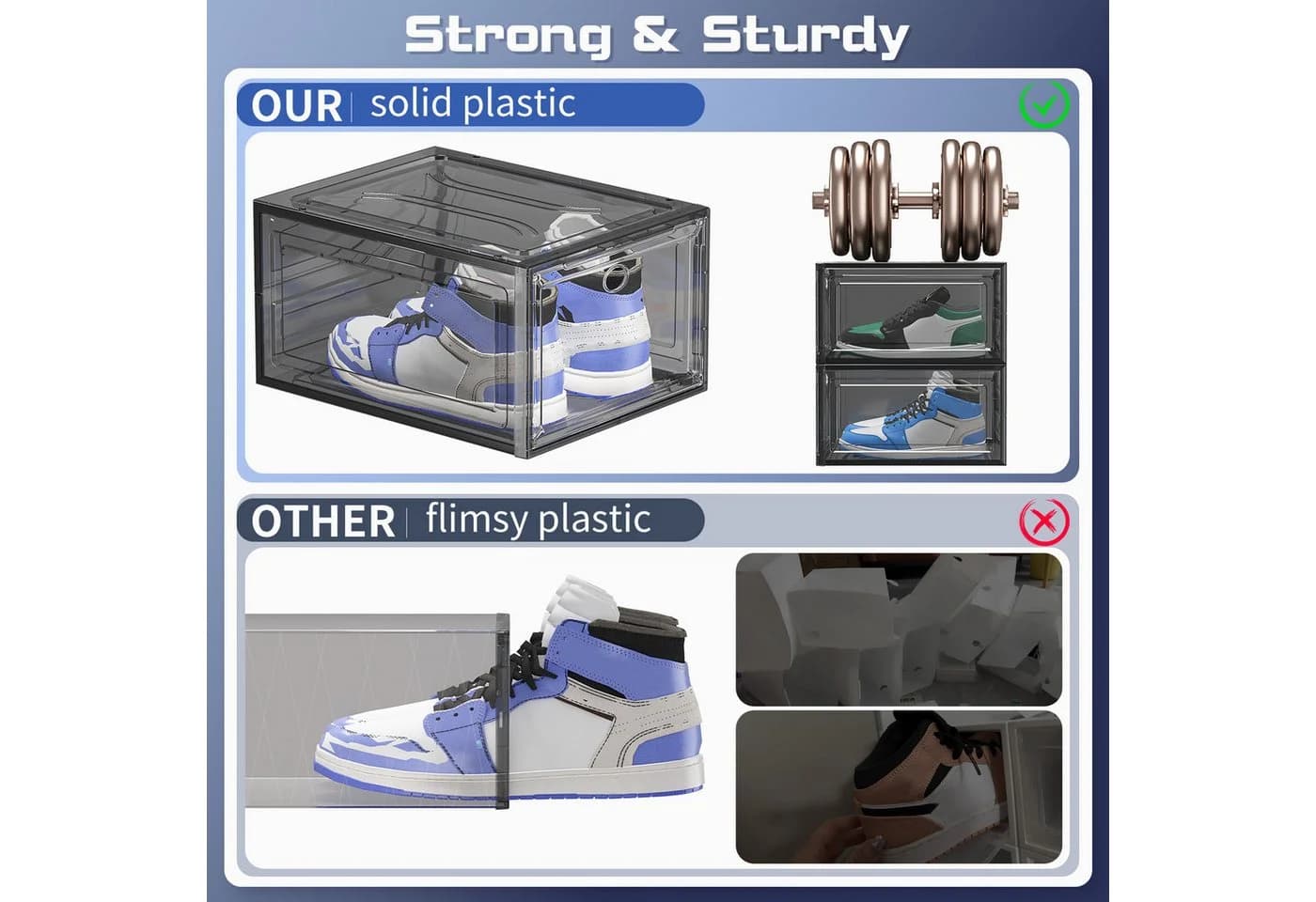 POPOLIC Stapelbare Schuhbox Transparent Kunststoff Organizer 9 St.