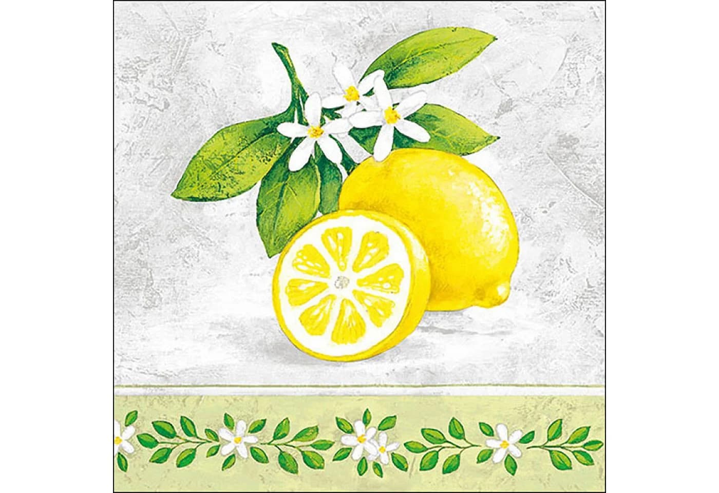 Ambiente Luxury Papierservietten 3-lagig Zitronen & Blüten Motiv 33x33cm 20 Stk.