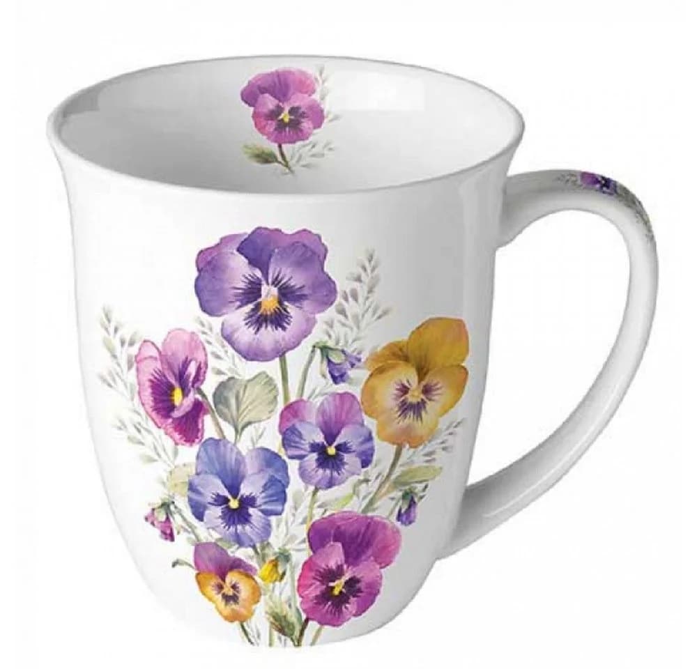 Ambiente Luxury Paper Products Becher Porzellan Stiefmütterchen ca. 400 ml