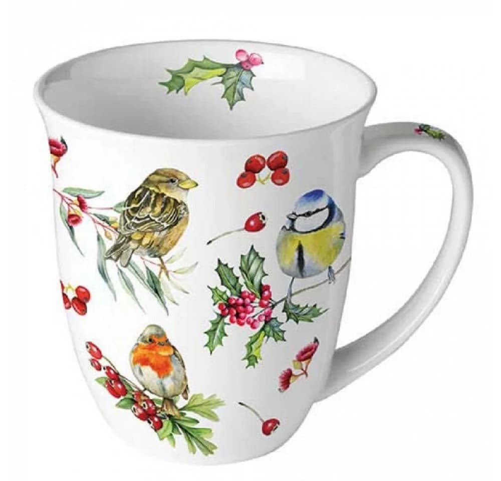 Ambiente Luxury Paper Products Becher 0,4 L Porzellan Vögel Bunt