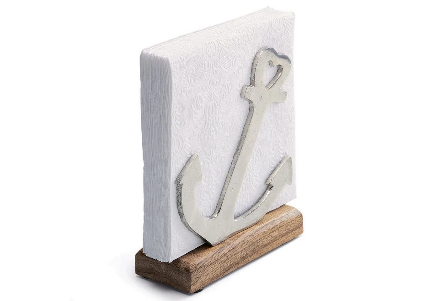 Ambiente Serviettenhalter mit Anker Motiv Silber aus Holz & Metall