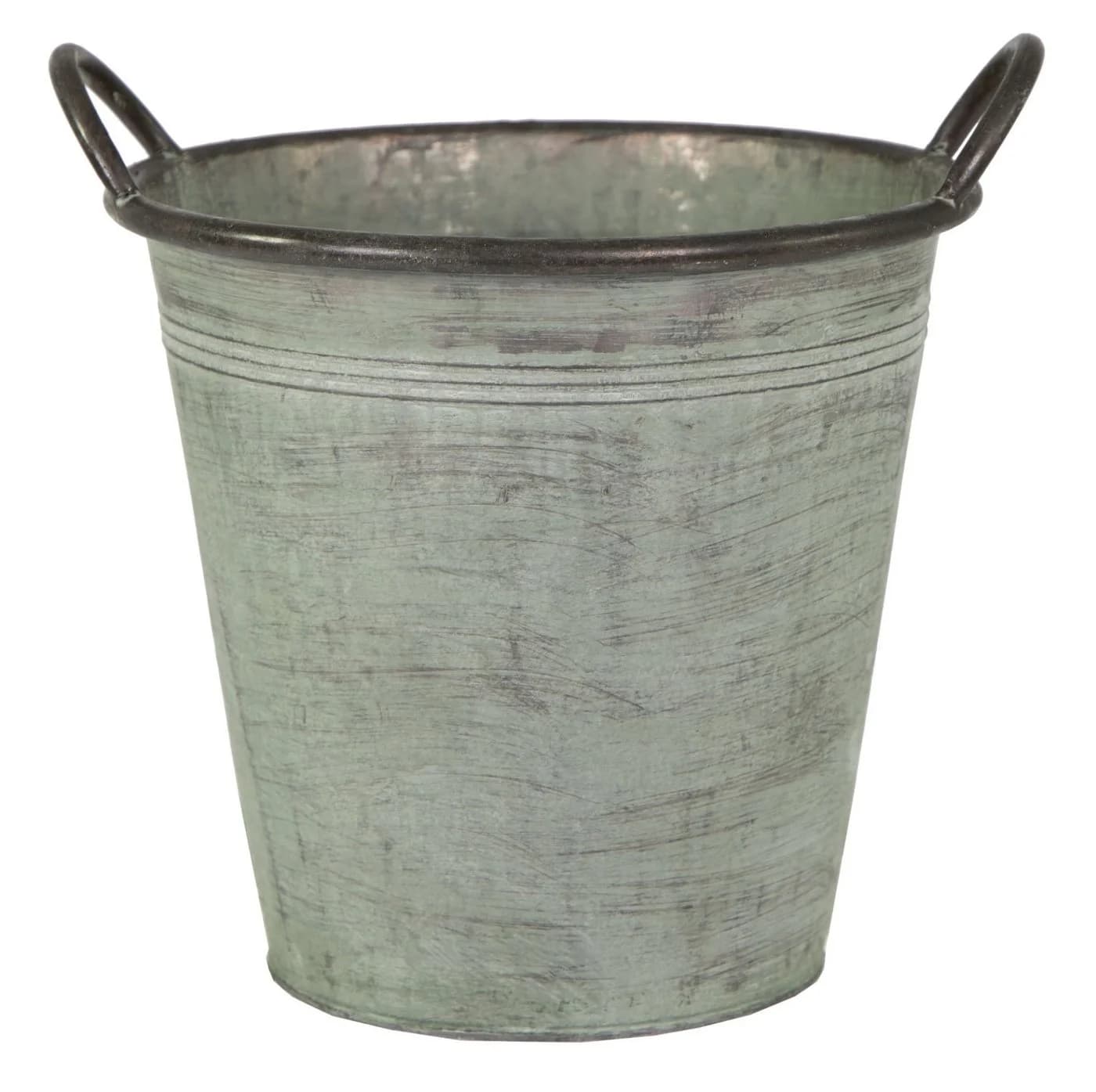 finehomegarden Pflanzkübel Eimer mit Griff Metall Grün Antik
