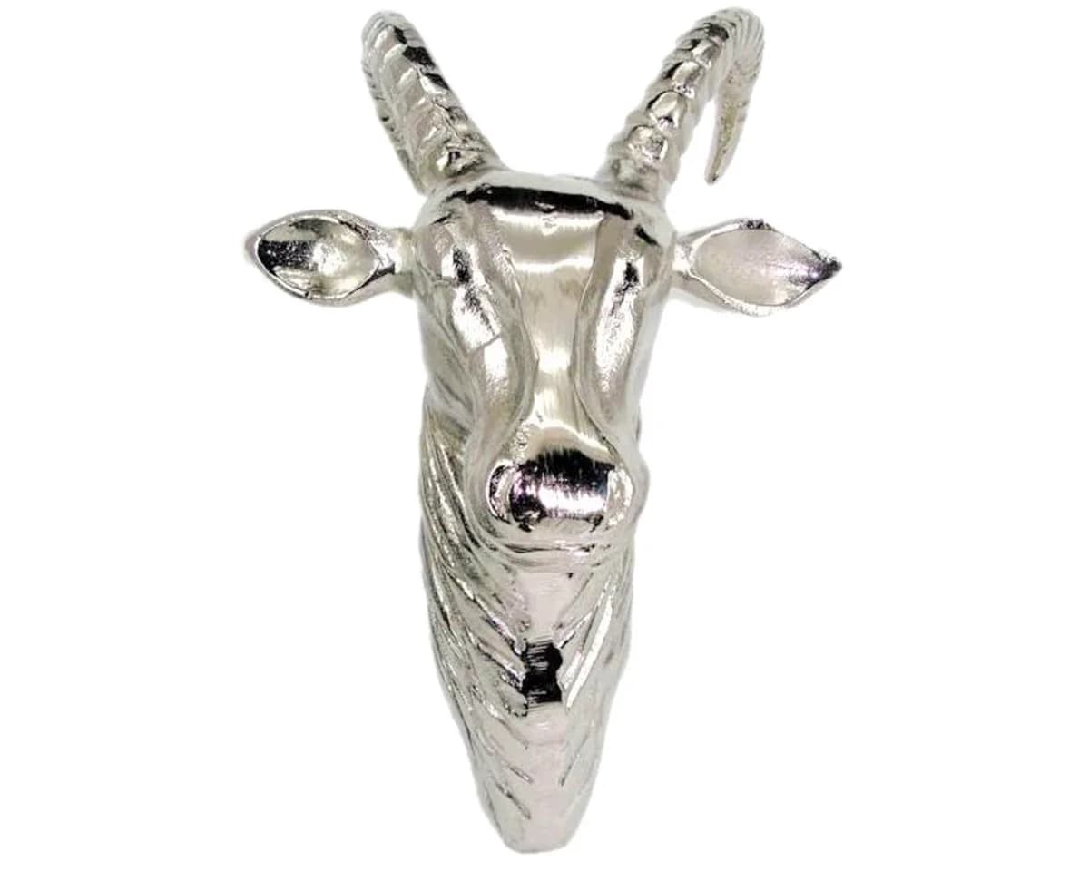 Lesli Living Wanddeko Steinbock Geweih Aluminium Silber