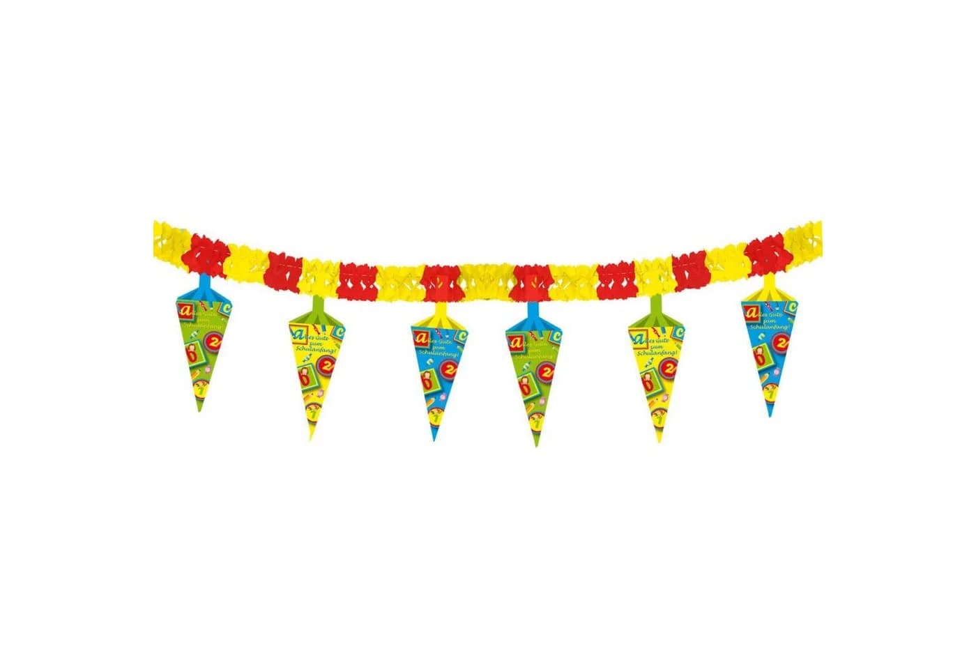Folia Hängedekoration Schulanfang Girlande 6 Schultüten bunt
