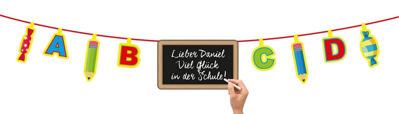Folat Malkreide Wimpelkette Schulanfang-Girlande ca. 4m