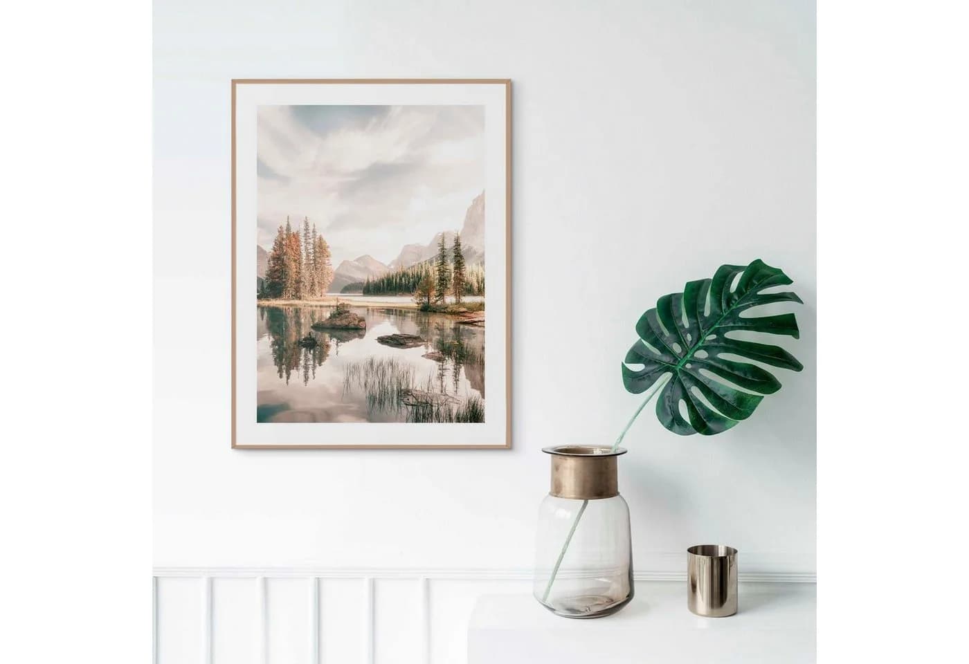 Poster REINDERS "Bergsee" Beige MDF Wanddekoration
