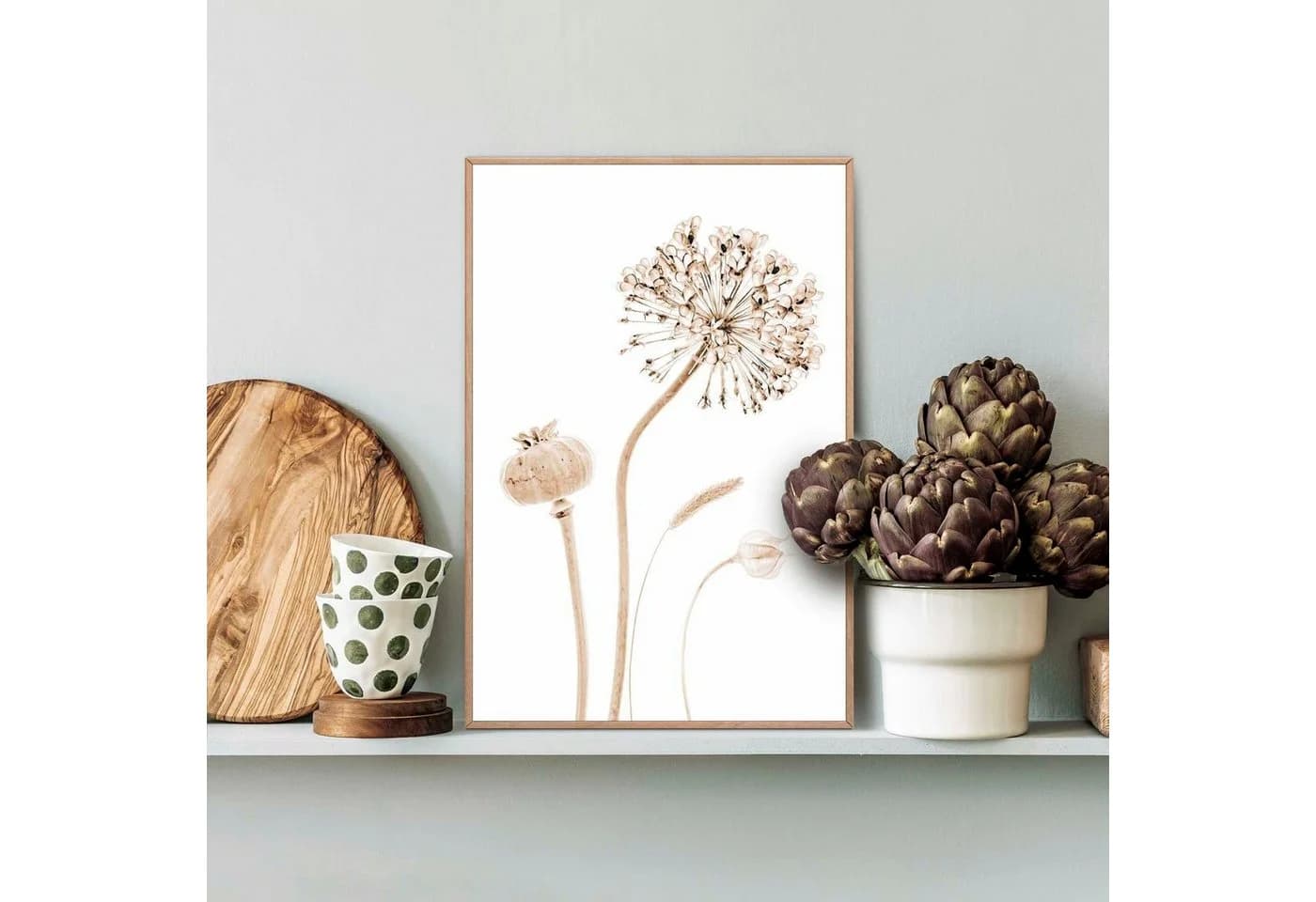 REINDERS Poster Trockenblumen Beige Wanddekoration MDF
