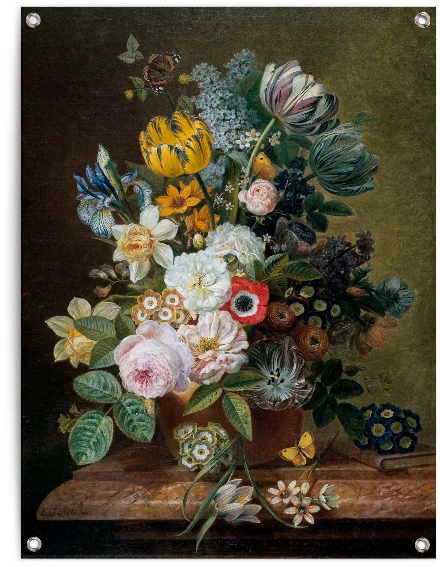Poster REINDERS Stillleben mit Blumen, grün, 60x80cm