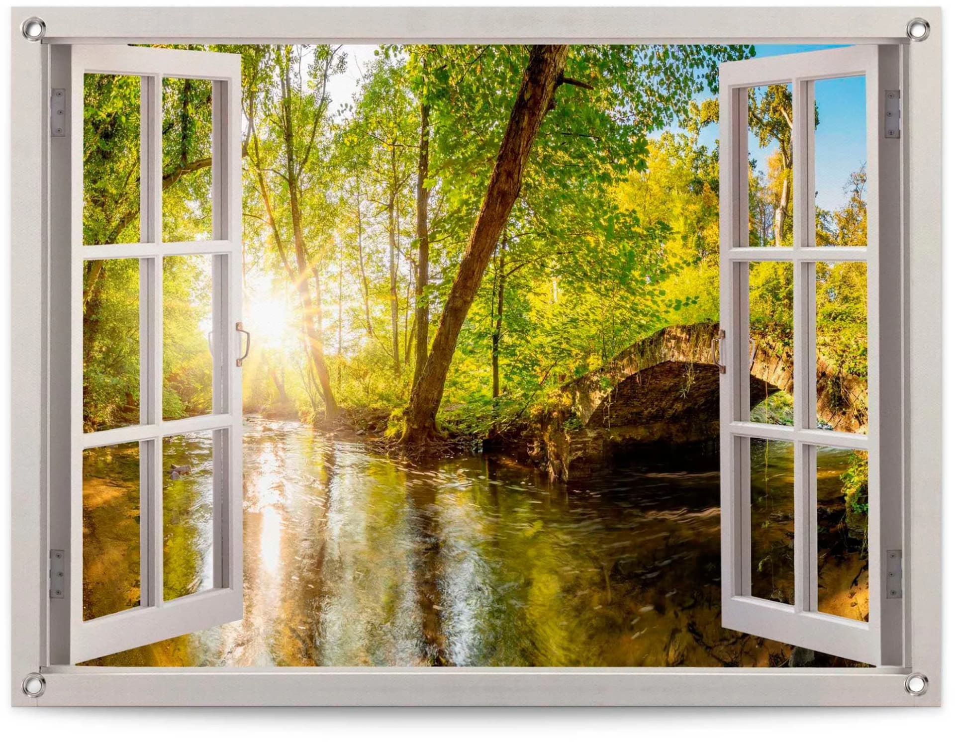 Reinders Poster Sonnestrahlen im Wald Grün Leinwand 80x60 cm