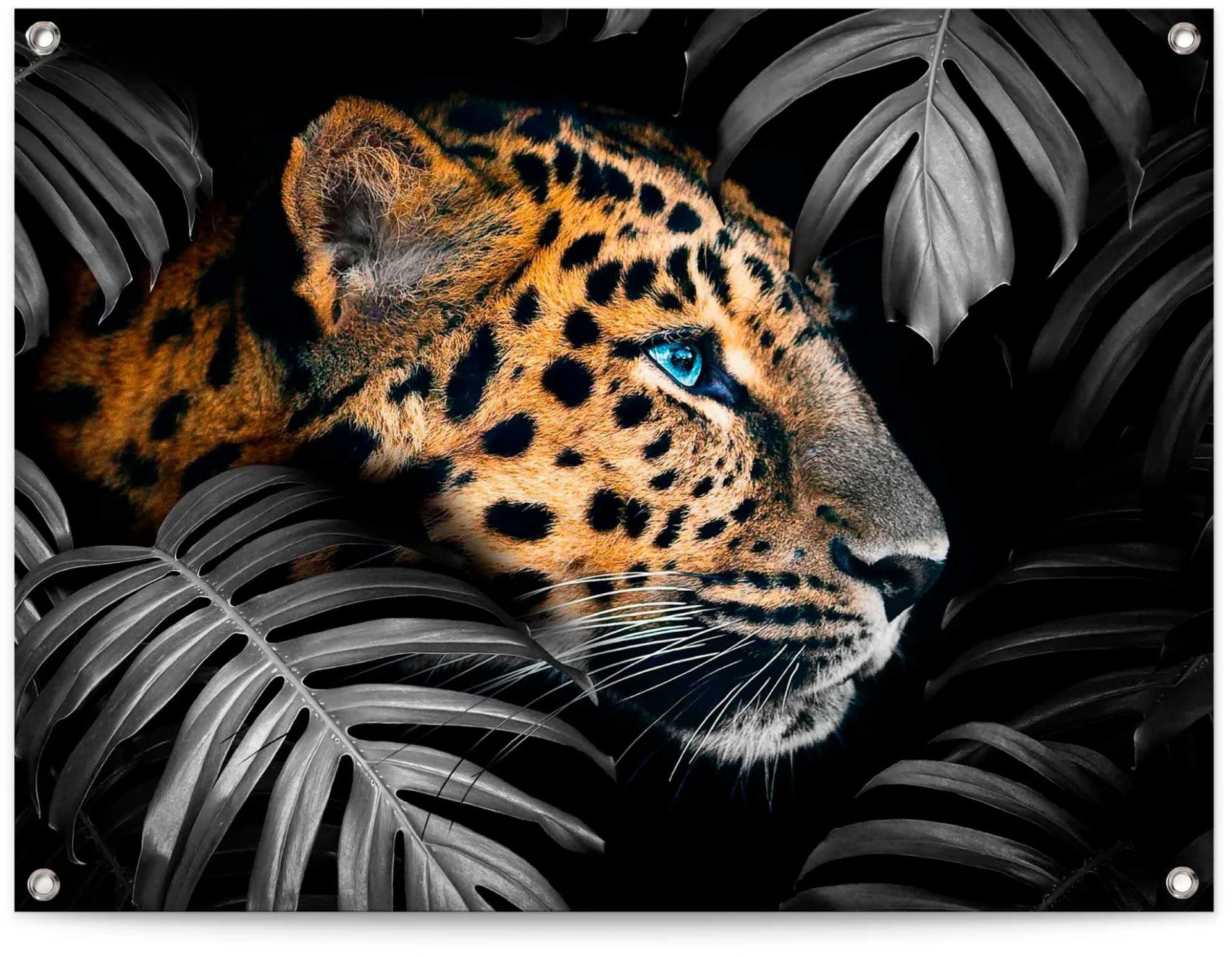 REINDERS Poster Leopard - Bunte Leinwand 80x60cm