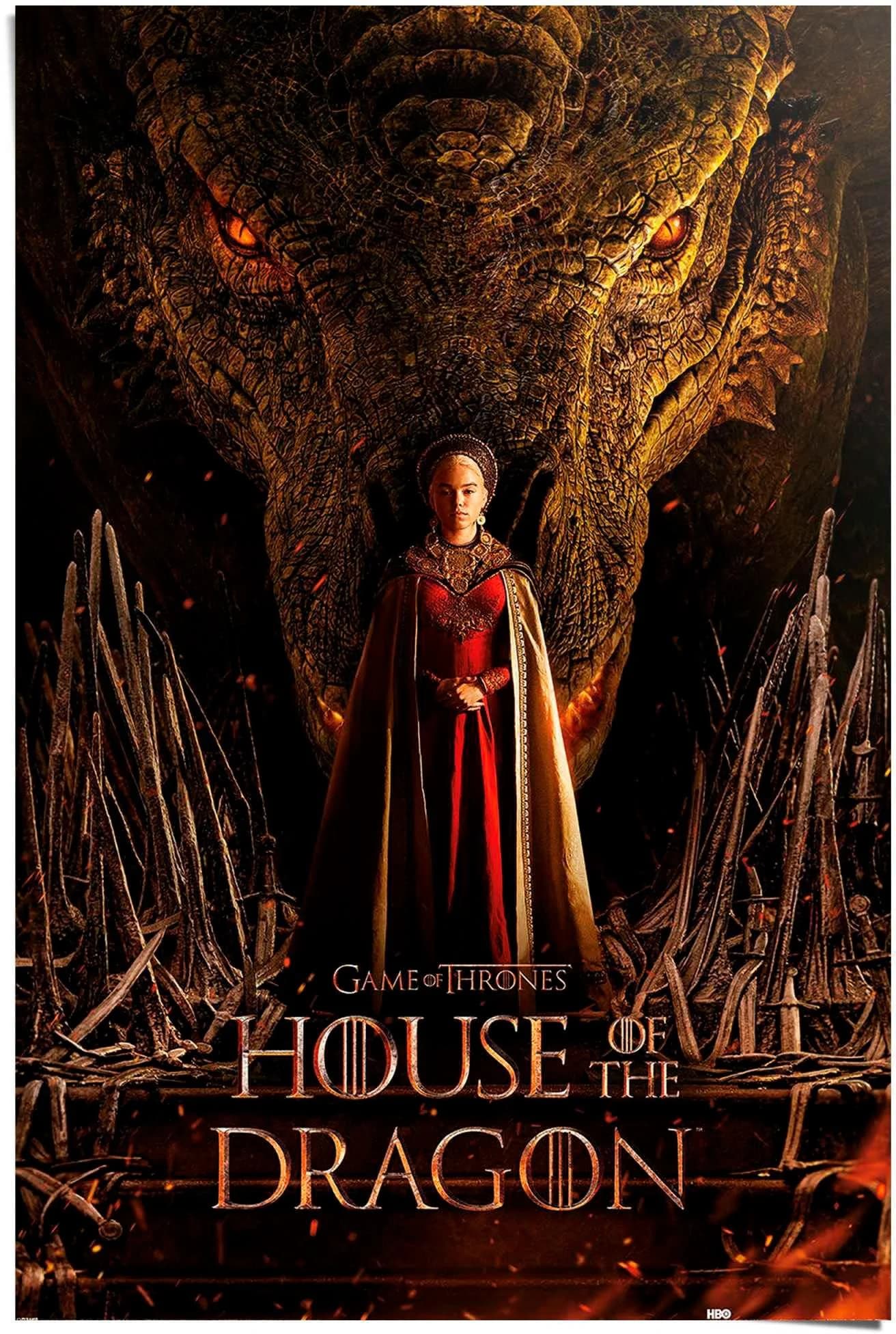 Poster REINDERS House of the Dragon - dragon throne Rot
