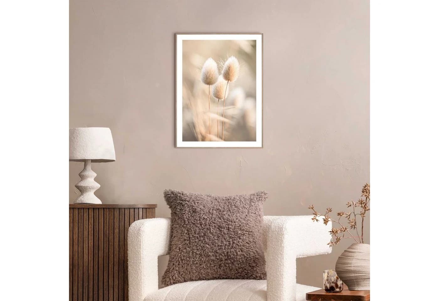 Reinders! Poster Plumes Wohnzimmer Grasfedern Beige MDF Blumen und Pflanzen