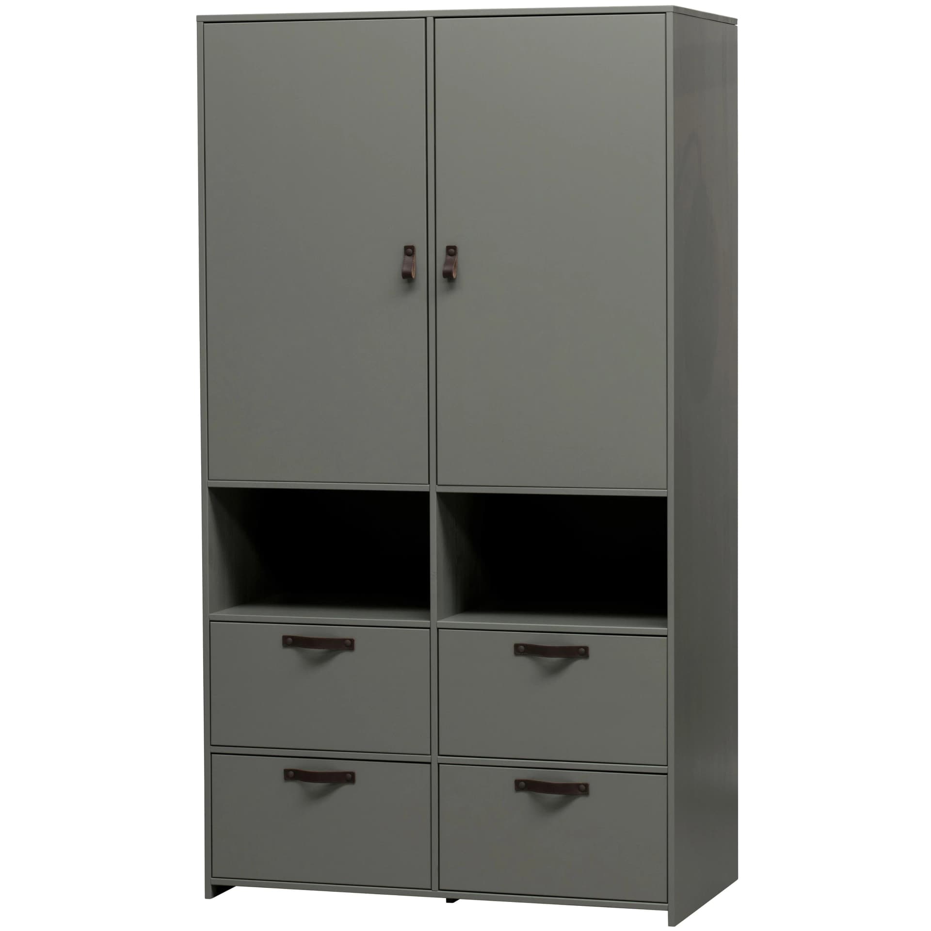 Woood Garderobenschrank Stage Grün Massivholz mit Schubladen