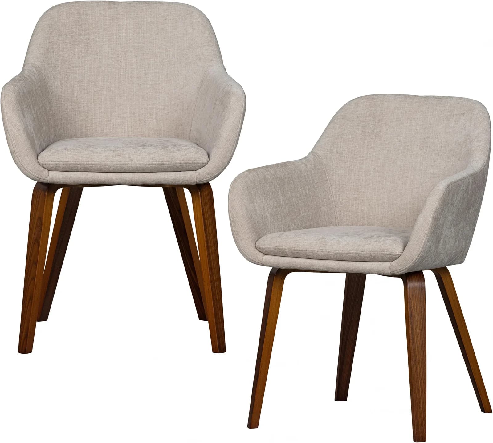 WOOOD Esszimmerstuhl Base Velvet-Melange Walnussfurnier Braun Beige