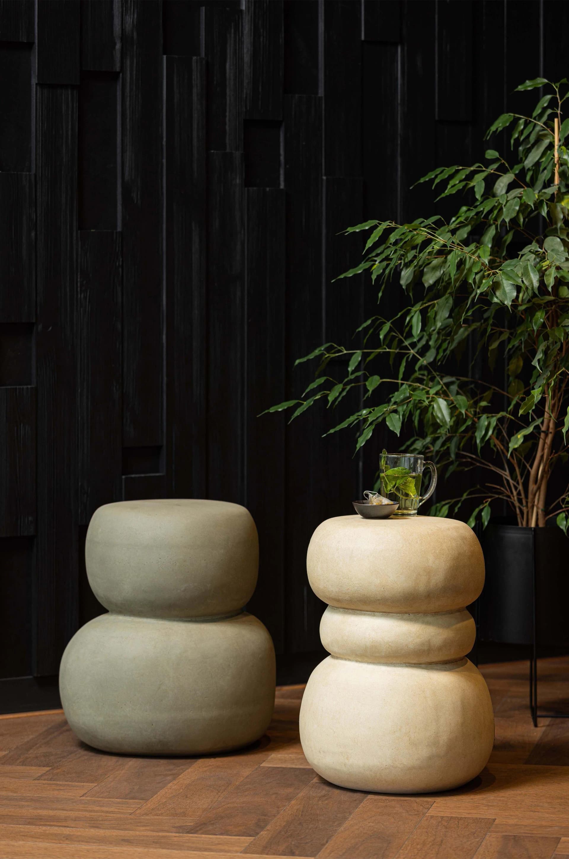 WOOOD Beistelltisch YVO Fiberclay Betonoptik Organisch