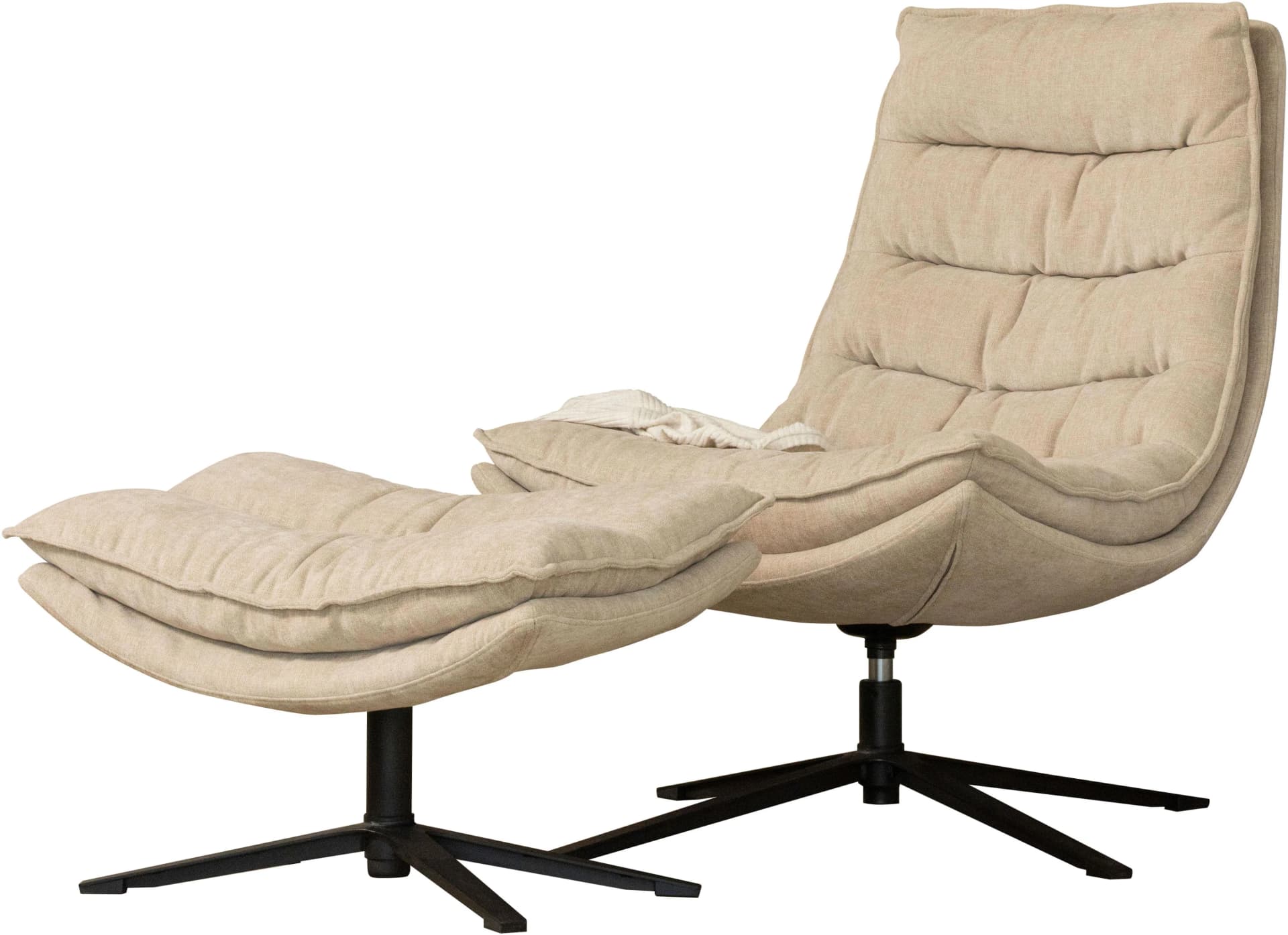 WOOOD Drehsessel Kube mit Hocker Natur