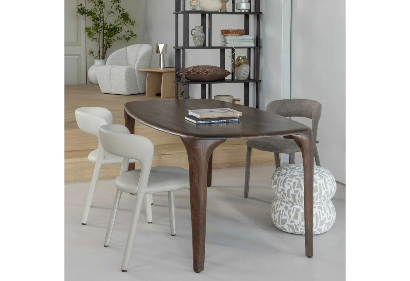 WOOOD Sitzhocker Anic Sand mit Muster Webstoff