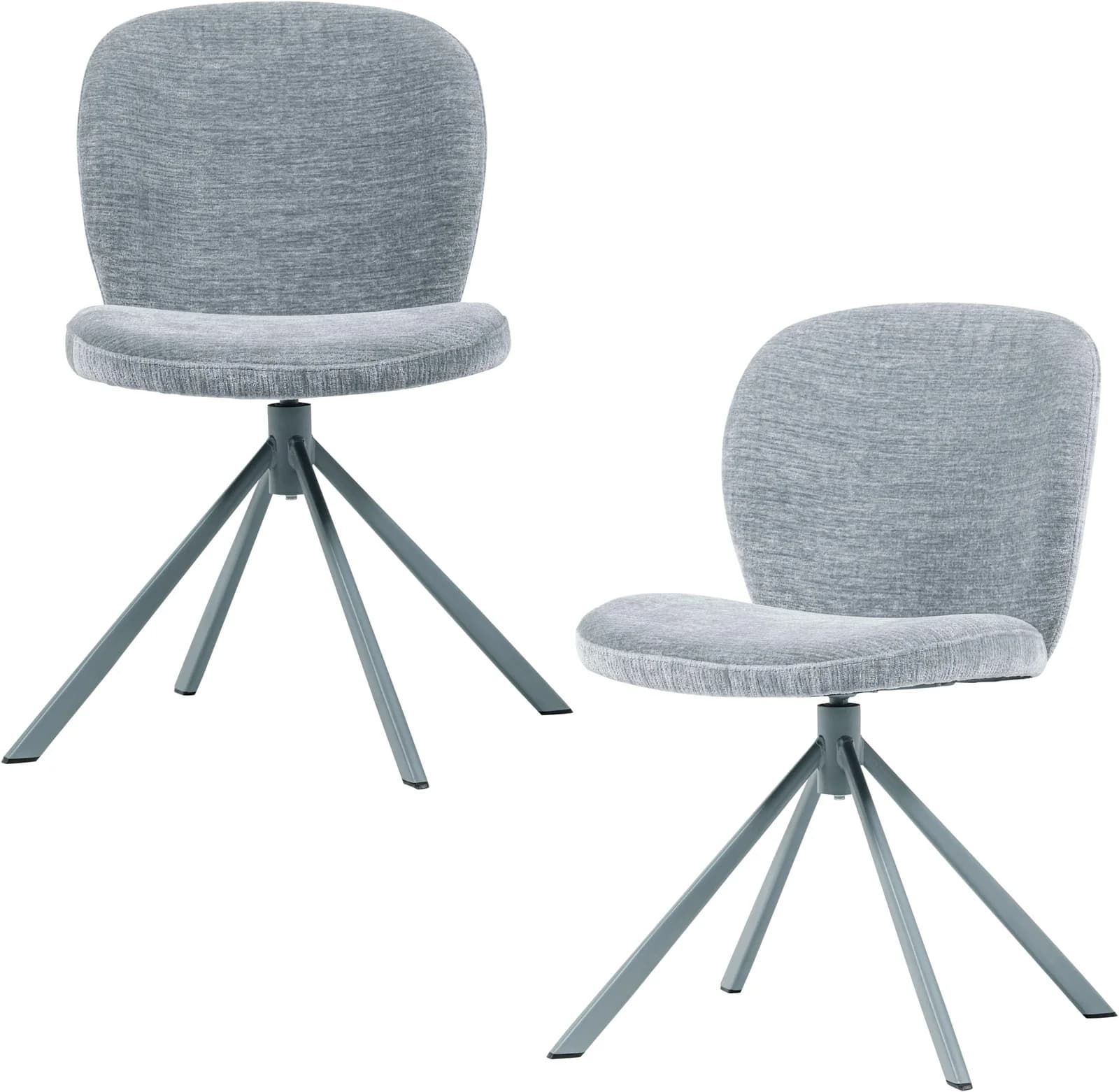 WOOOD Esszimmerstuhl Femke Blau Chenille-Bezug Drehmechanismus 2er-Set