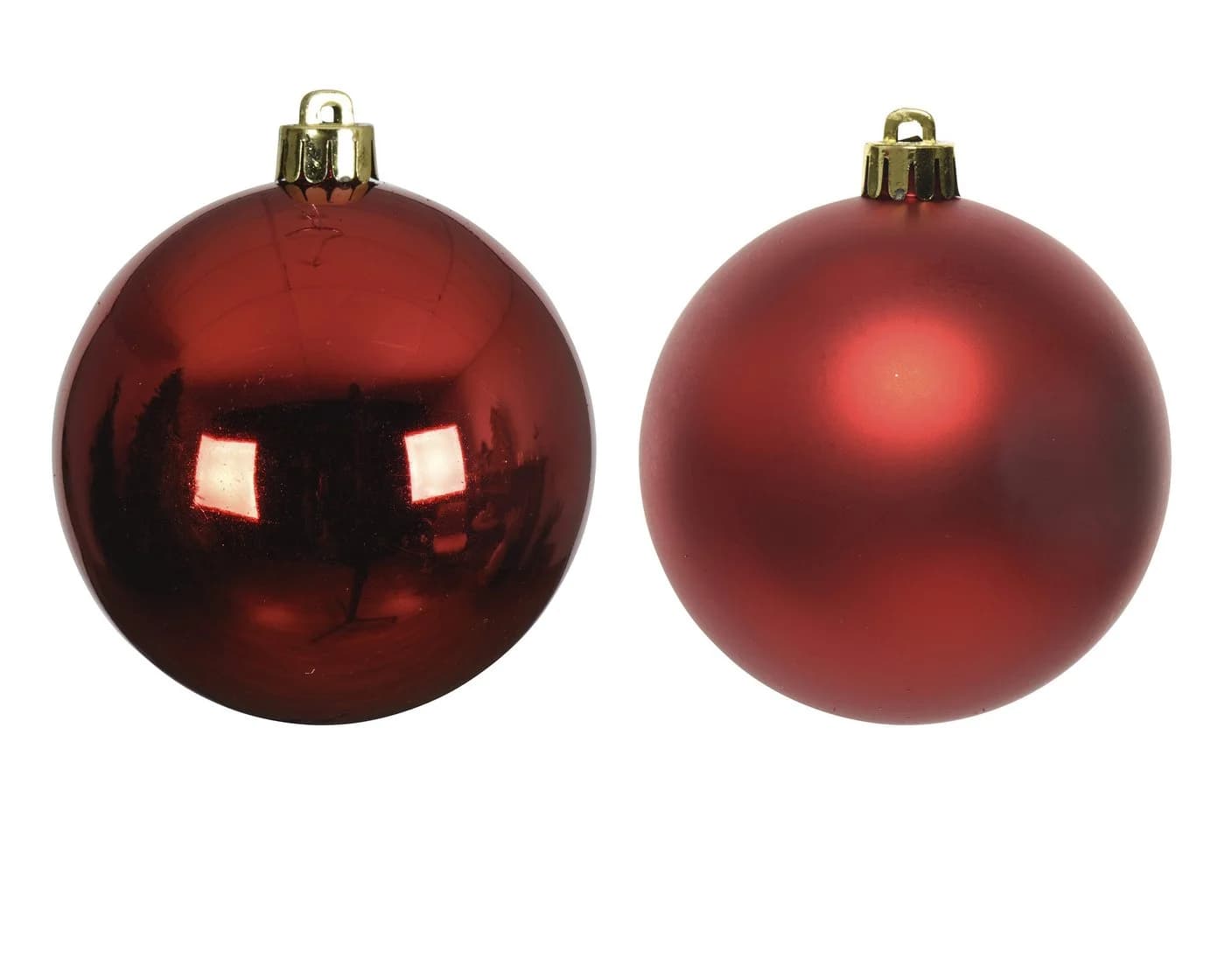 Kaemingk Weihnachtsbaumkugel 10cm 4 Stück - Weihnachtsrot Kunststoff