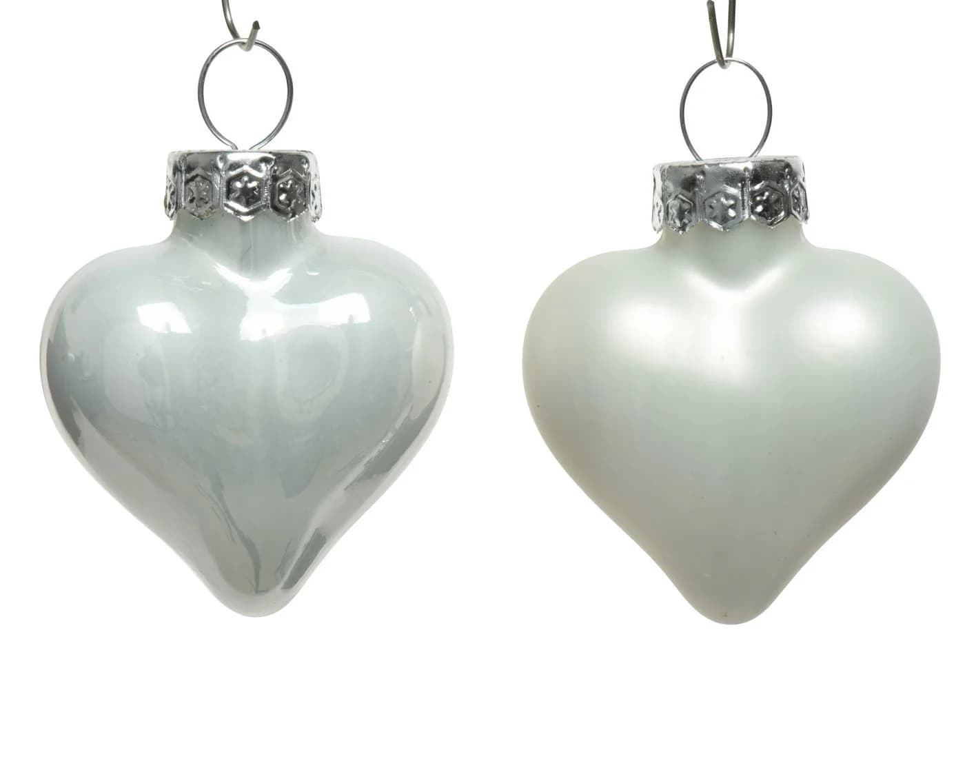 Kaemingk Christbaumschmuck Herzen 4cm Glas 12 Stück Winterweiß