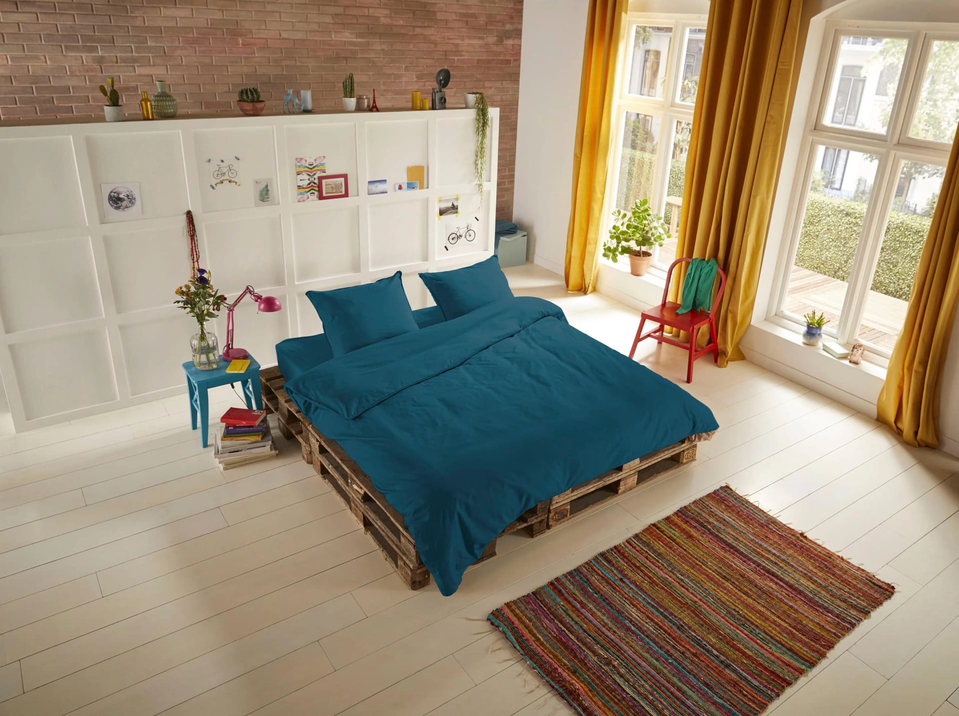 HIP Bettwäsche Uni Petrol Satin 100% Baumwolle