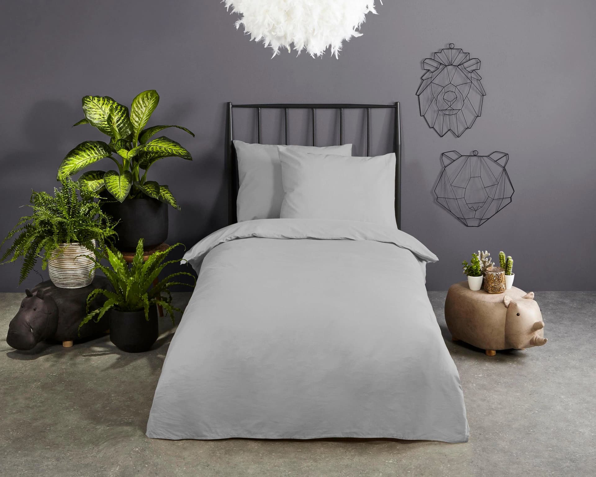 Good Morning Babybettwäsche Hip Uni Grau 100x135 cm Renforcé