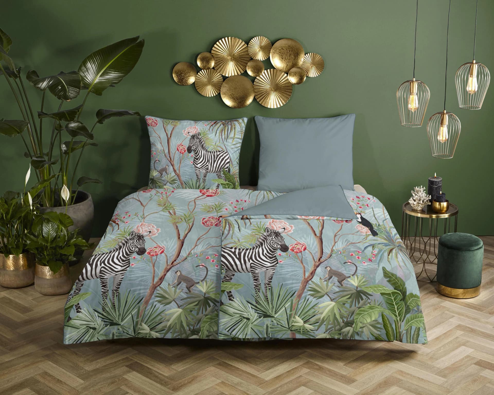 Descanso Wendebettwäsche Yasmin Hellblau Satin 100% Bio-Baumwolle