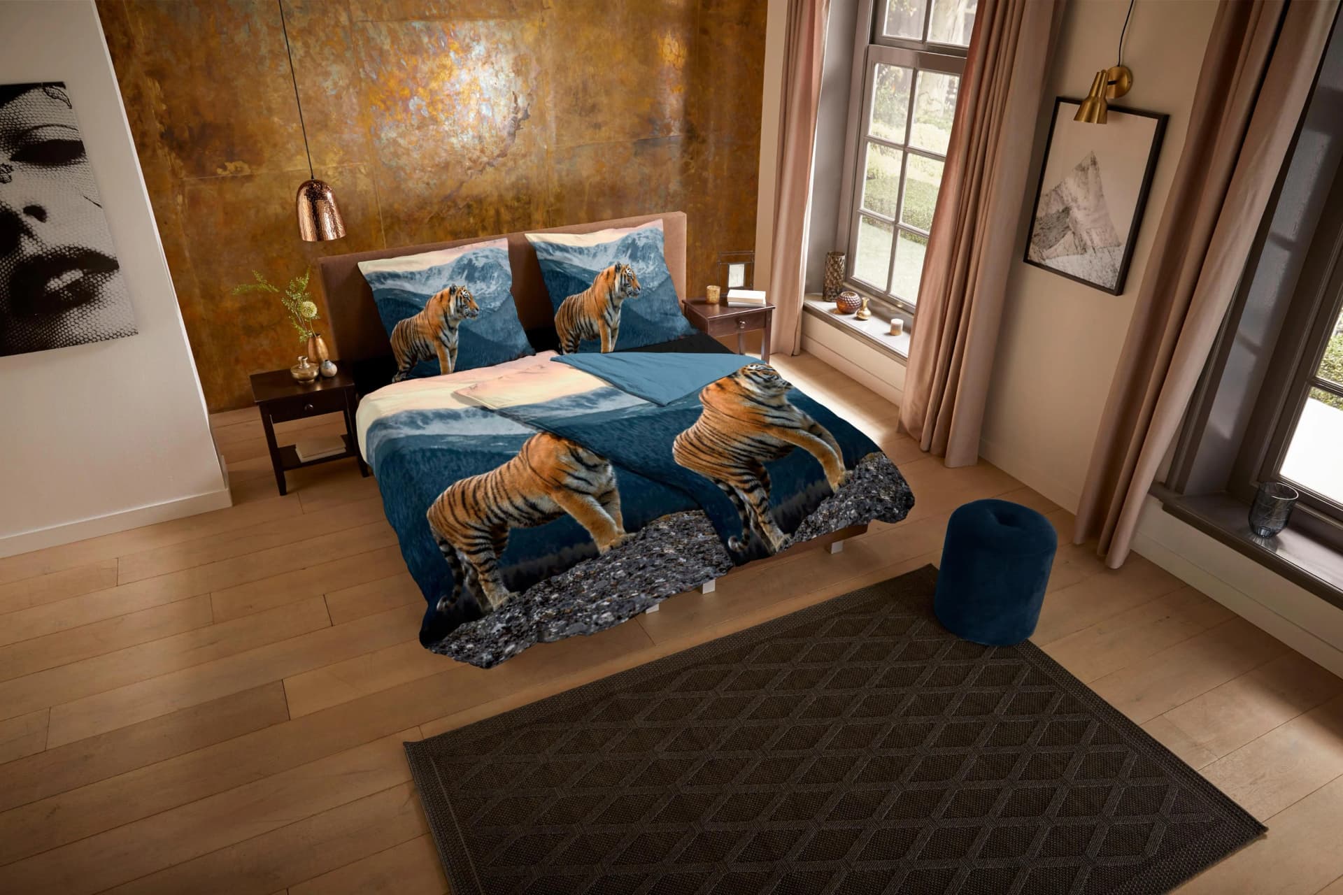 PURE LUXURY Wendebettwäsche Sky Bunt Tiger Mikrofaser 135x200 cm