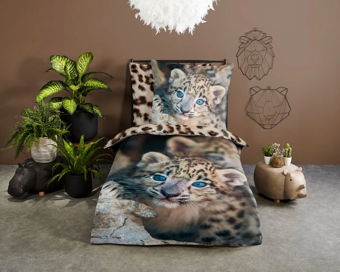 PURE luxury collection Kinderbettwäsche Mascha Sand Leopard Wendebettwäsche