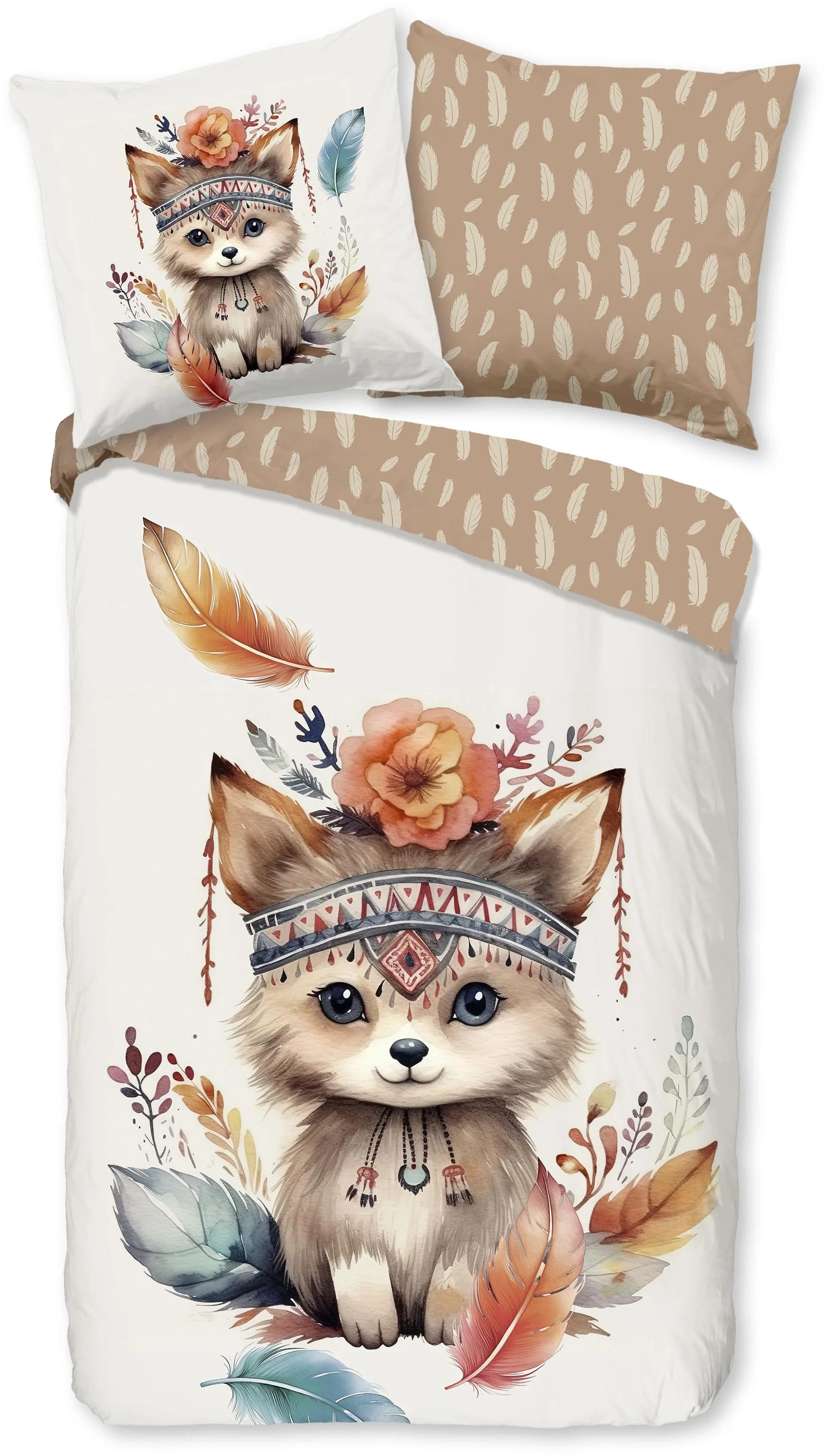 Good Morning Kinderbettwäsche Hay Beige Fuchs Wendebettwäsche