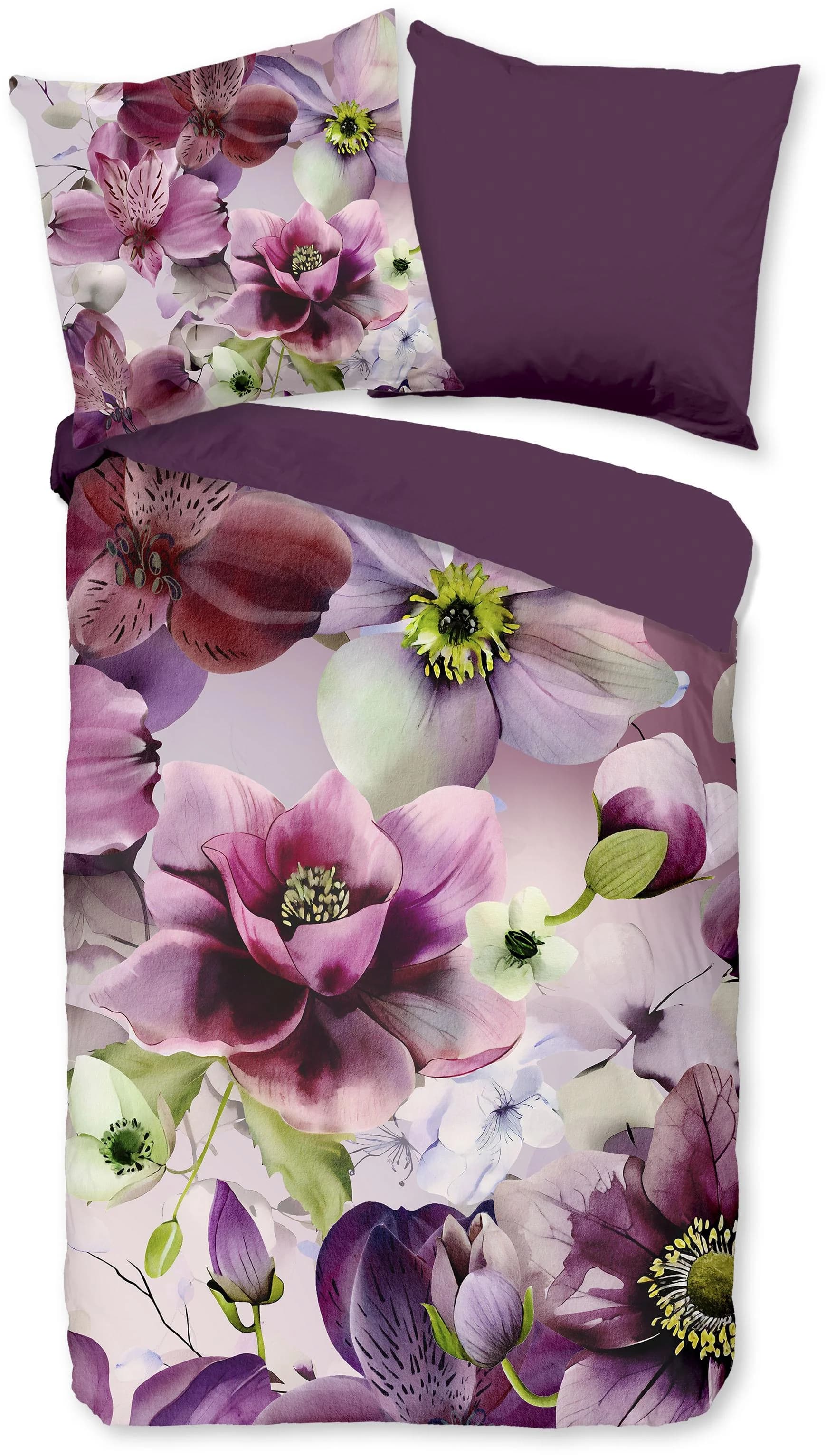 PURE luxury Collection Wendebettwäsche Chimai Bordeaux Blumen