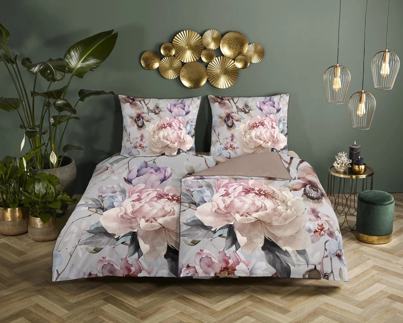Descanso Wendebettwäsche Colinda Beige Grau 3-tlg. Mako-Satin