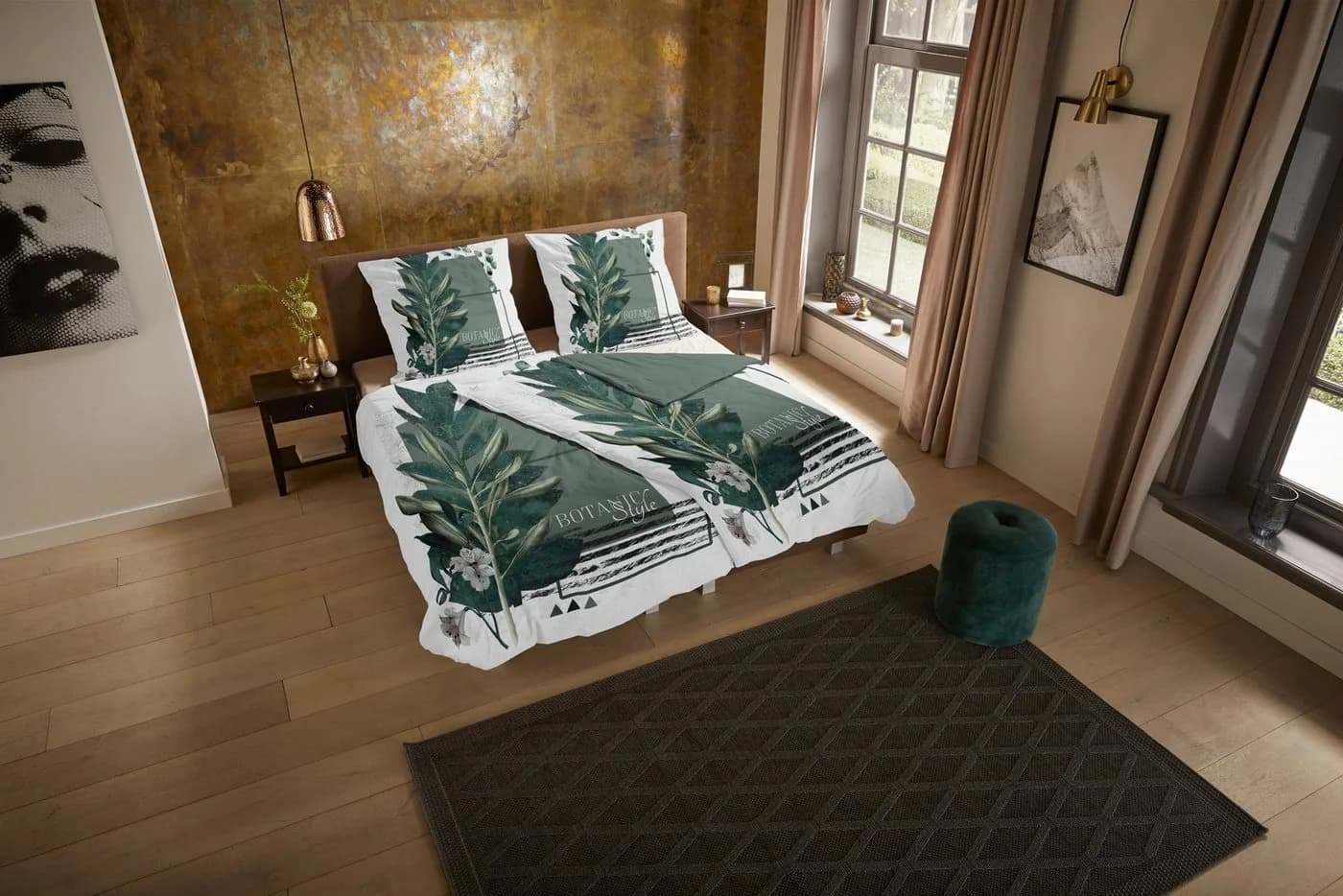 PURE LUXURY Wendebettwäsche Green Boho Grün Mikrofaser