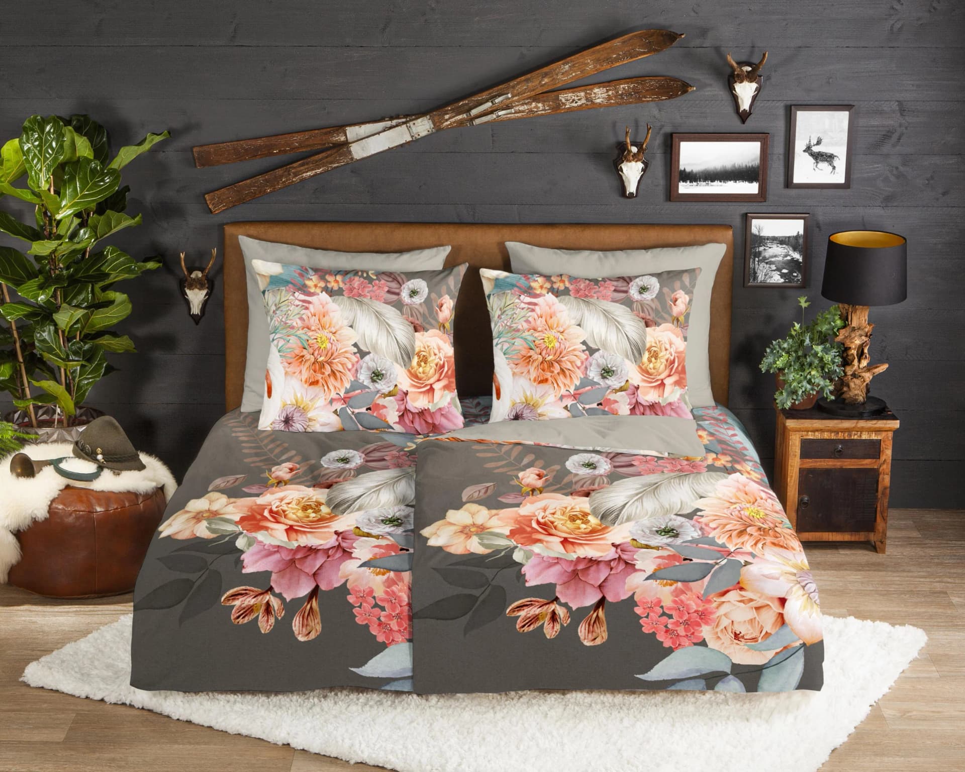 Good Morning Wendebettwäsche Rhode Flanell Blumenmuster