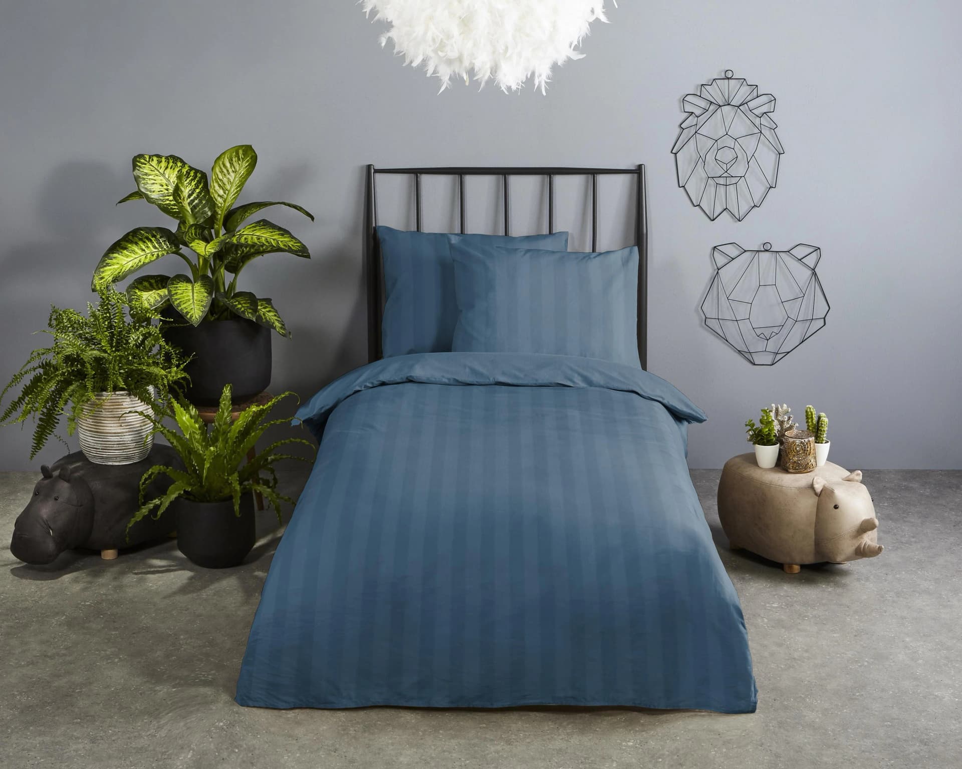 Babybettwäsche DESCANSO Hotel Sevilla Satin 100% Baumwolle Blau