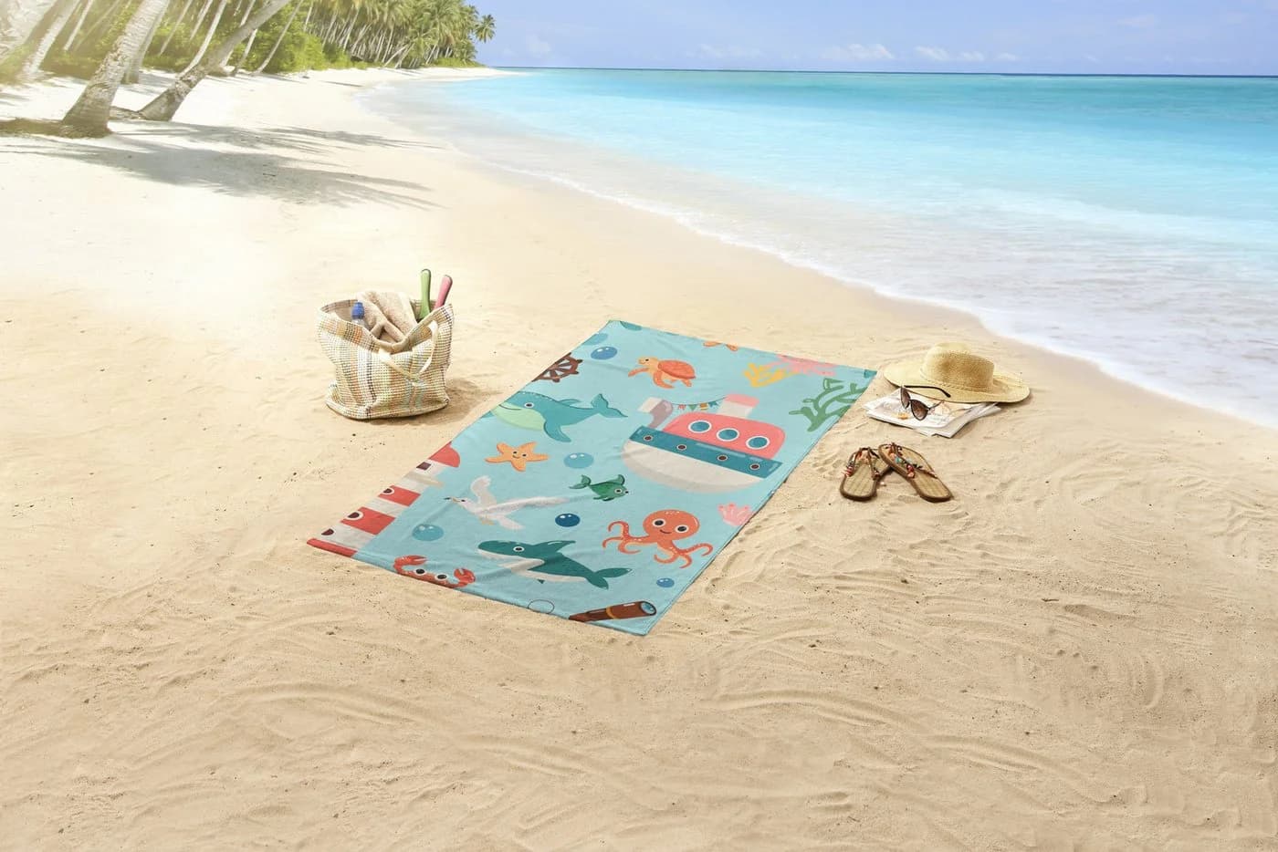 Strandtuch GOOD MORNING 'Sailor' türkis, 75x150cm, Samt