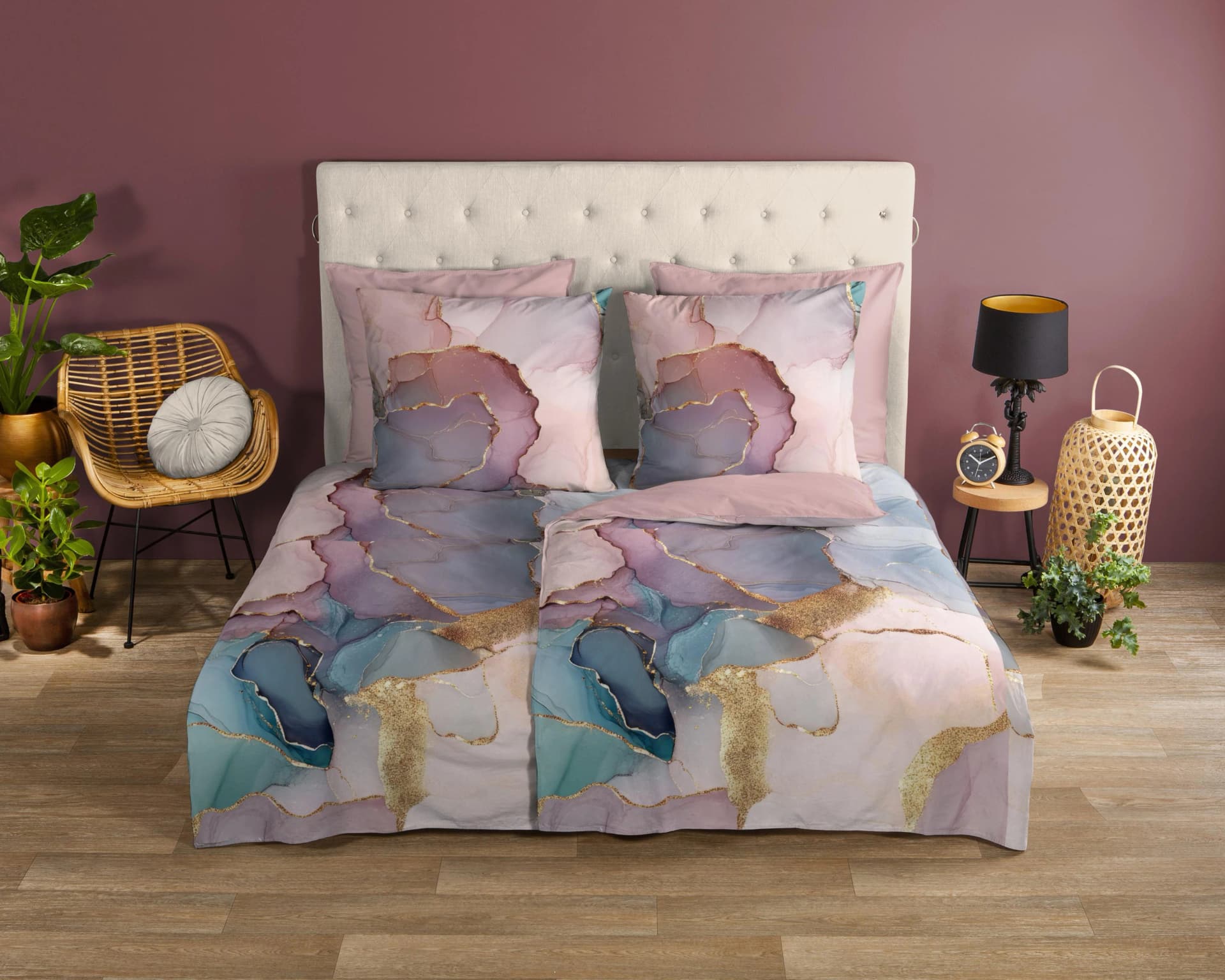 GOOD MORNING Wendebettwäsche Marley Rosa 100% Baumwolle Renforcé