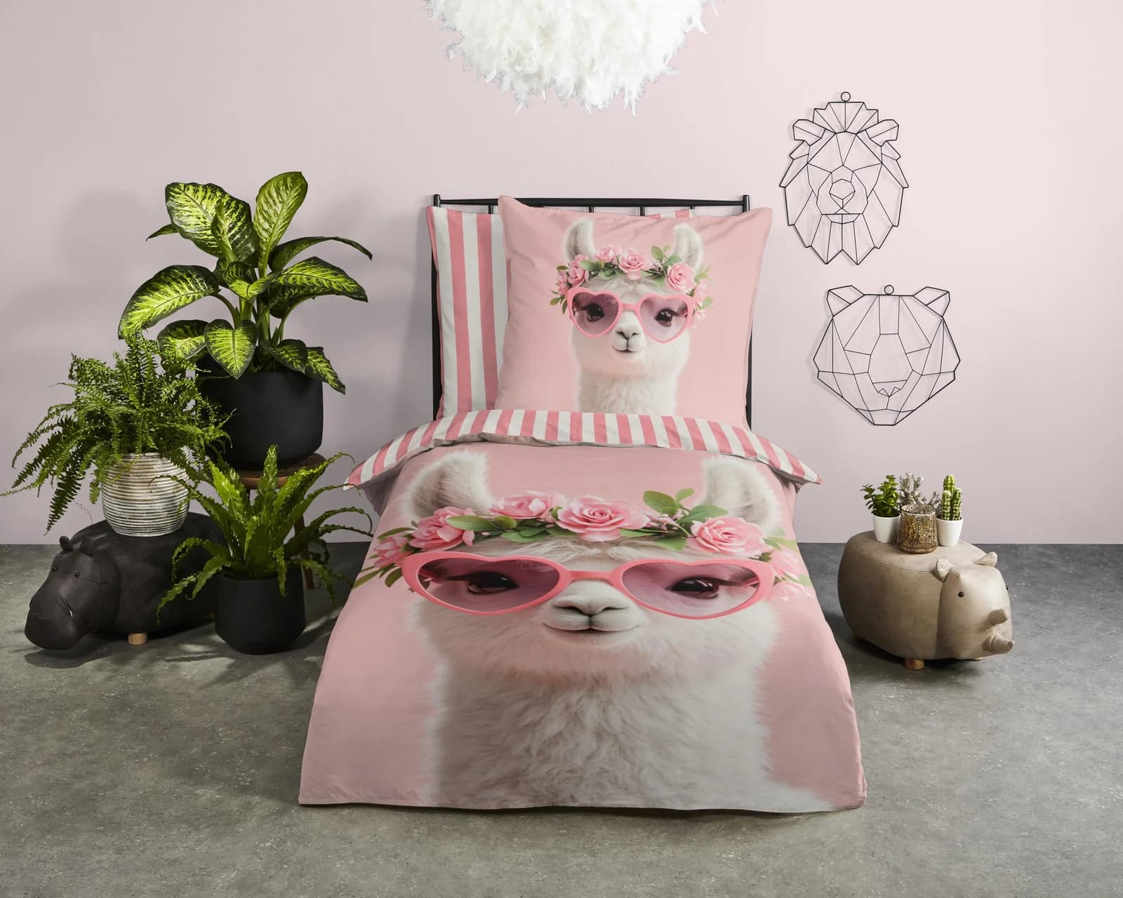 Pure Luxury Collection Kinderbettwäsche "Moni" Rosa Lamas Microfaser