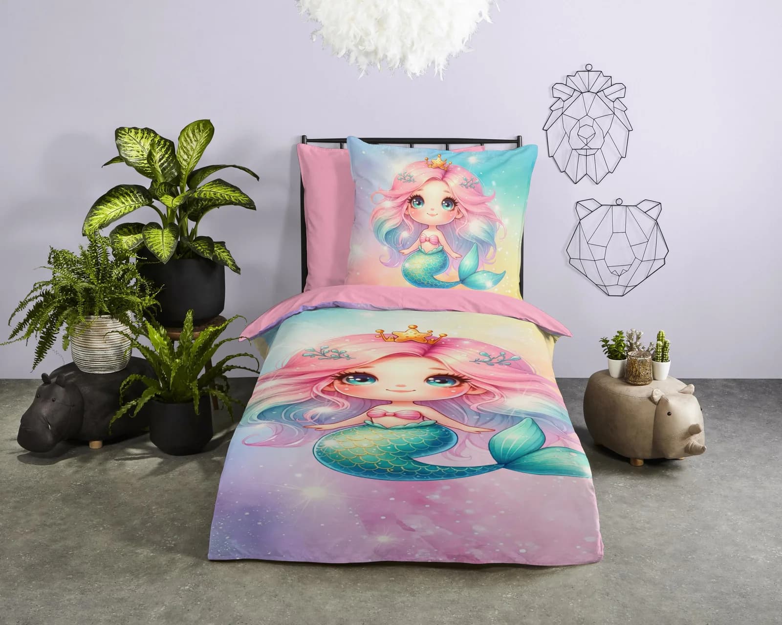Kinderbettwäsche Rosa Prinzessin Microfaser Wendeoptik