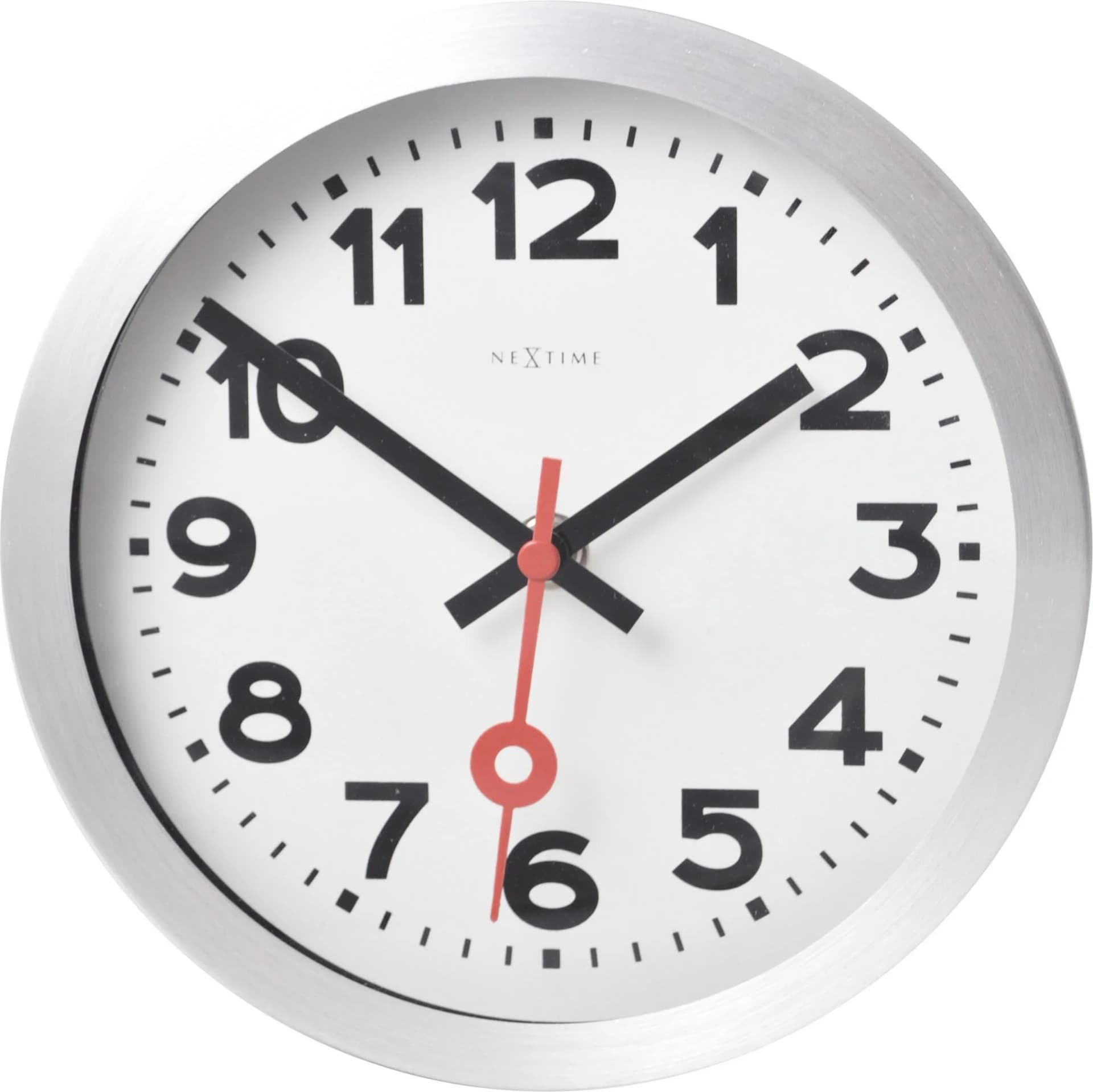 Nextime Wanduhr Station Silberfarben Metall