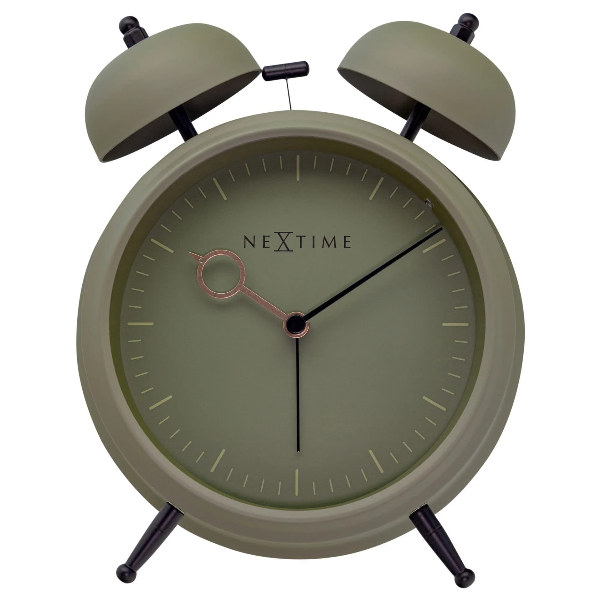 NEXTIME Wecker Grün mit Nachtlicht und Doppelglocken-Funktion