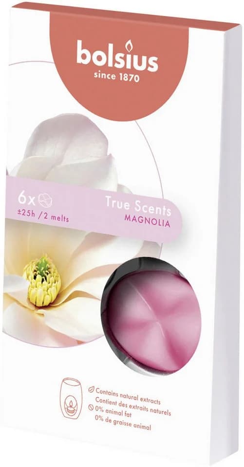 Bolsius Aromatic Wax Melts Magnolie 6er Pack Rosa Duftschmelzblüten